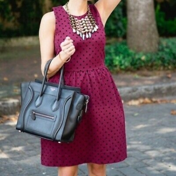 J. Crew Dresses & Skirts - J. CREW FACTORY PONTE MAROON VELVET DOT DRESS SMAL